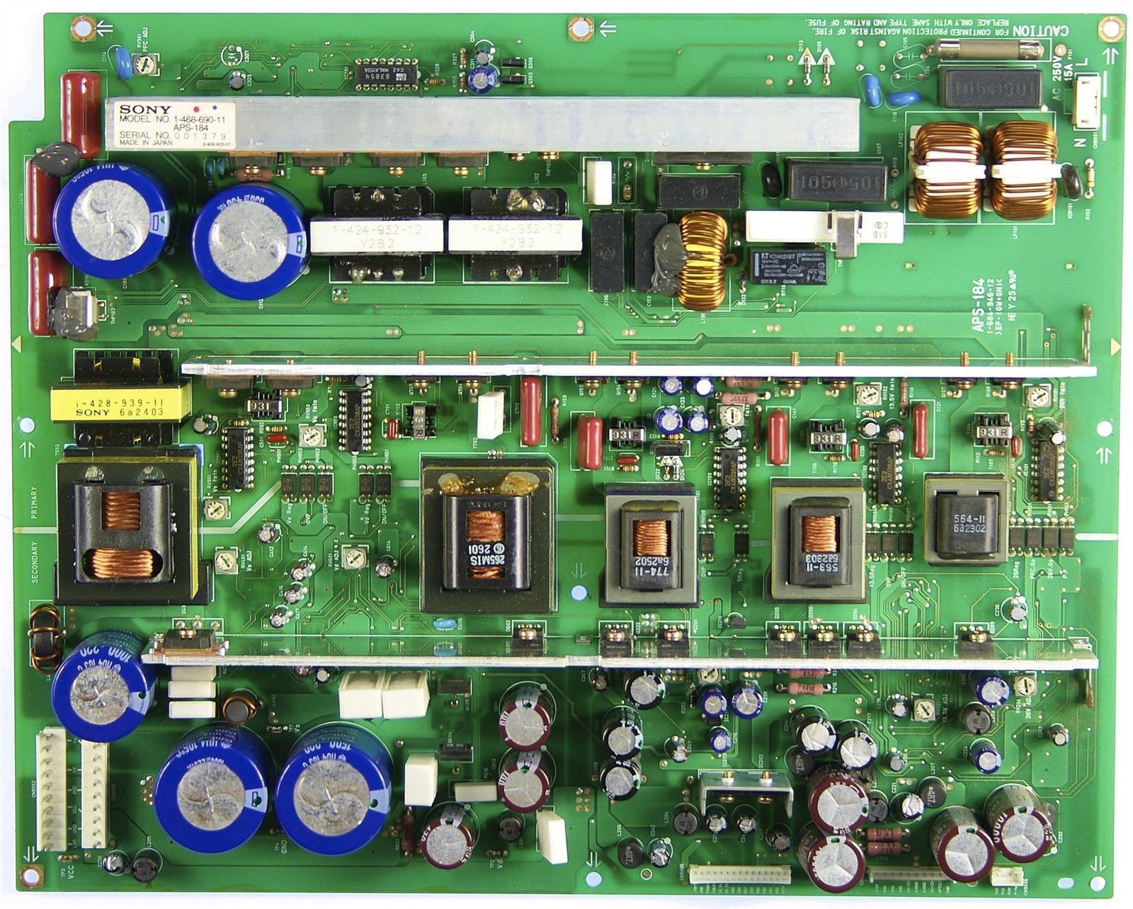 Sony 1-468-690-11 Power Supply Board PFM-50C1 APS-184 - Click Image to Close